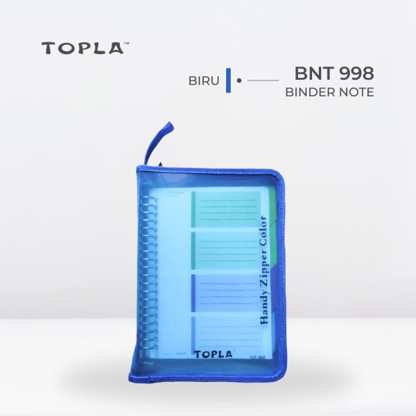 Binder Note Zipper BNT 998 A5 - Biru | Binder Notebook by Topla