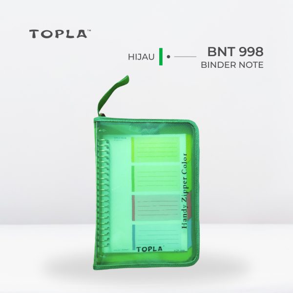 Binder Note Zipper BNT 998 A5 - Hijau | Binder Notebook by Topla