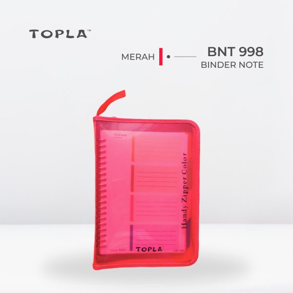 Binder Note Zipper BNT 998 A5 - Merah | Binder Notebook by Topla