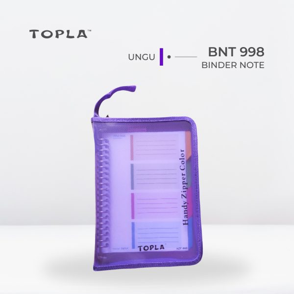 Binder Note Zipper BNT 998 A5 - Ungu | Binder Notebook by Topla