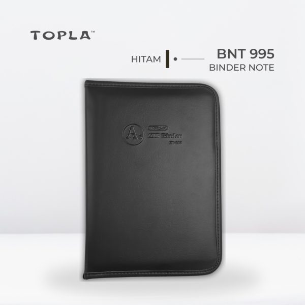 Binder Note Zipper Kulit BNT 995 A5 - Hitam | Binder Notebook by Topla