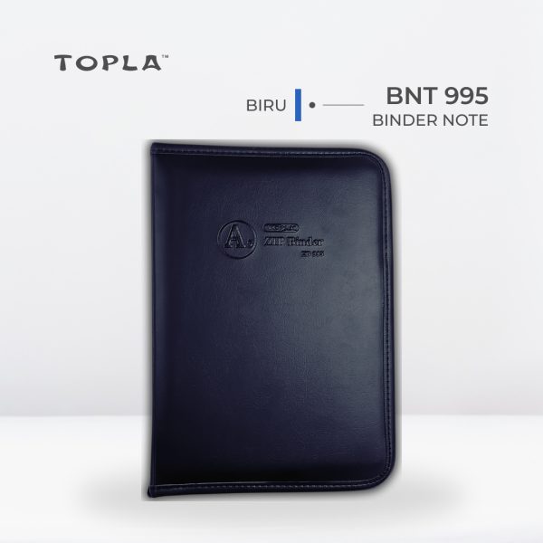 Binder Note Zipper Kulit BNT 995 A5 - Biru | Binder Notebook by Topla