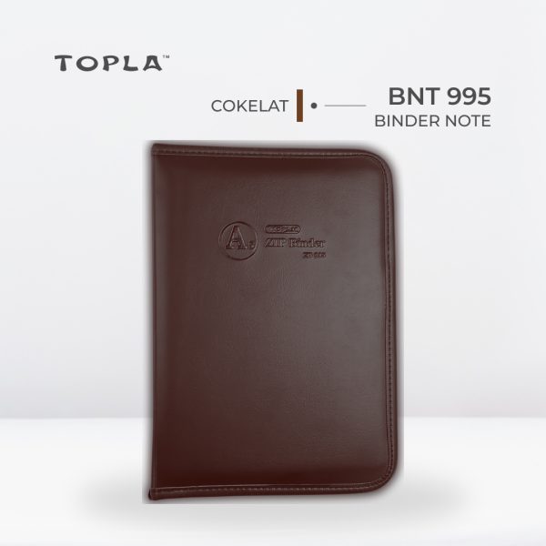 Binder Note Zipper Kulit BNT 995 A5 - Cokelat | Binder Notebook by Topla