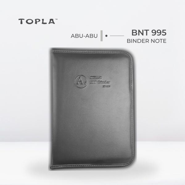 Binder Note Zipper Kulit BNT 995 A5 - Abu | Binder Notebook by Topla